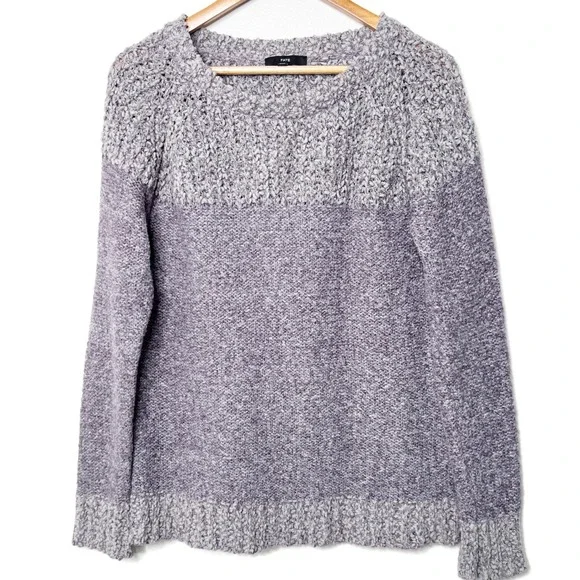 Fate Womens Lavender Colorblock Popcorn Knit Crew Neck Classic Sweater Size M - Picture 2 of 8